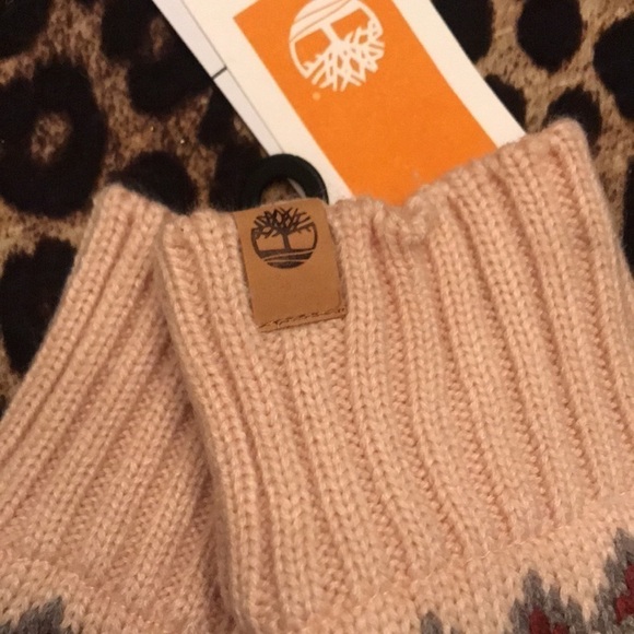 Brand New Timberland Fair Isle Knit Fingerless Pink Gloves - Picture 4 of 12